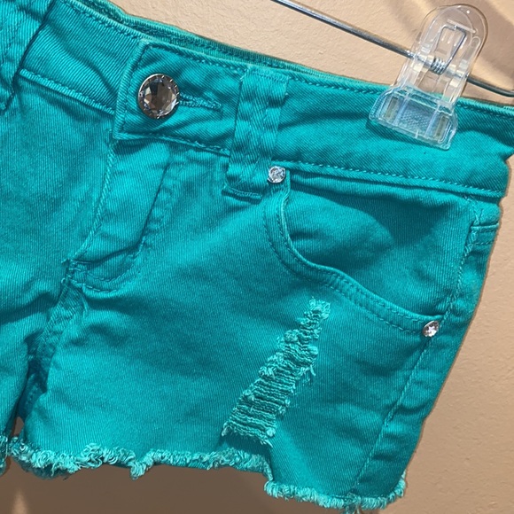 SWS Distressed Trim Teal Shorts - Picture 2 of 4